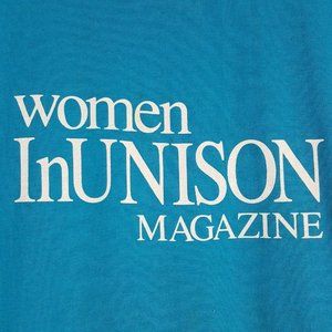 Vtg 80s Women In Unison Magazine T-Shirt L Blue